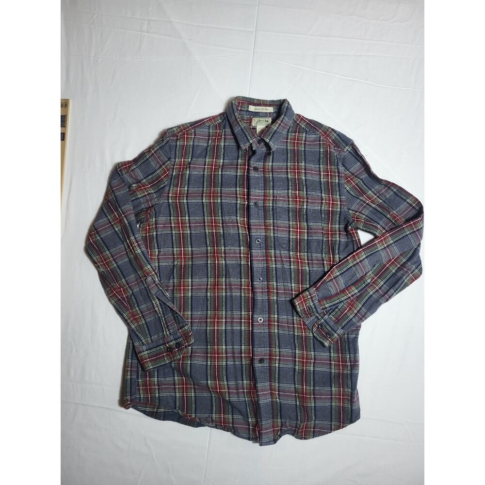 L.L. Bean Mens Medium Regular Plaid Flannel Button Down Shirt Slightly Fitted